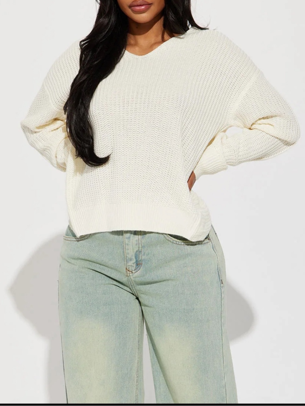 Favorite Girl Twist Back Sweater in Ivory